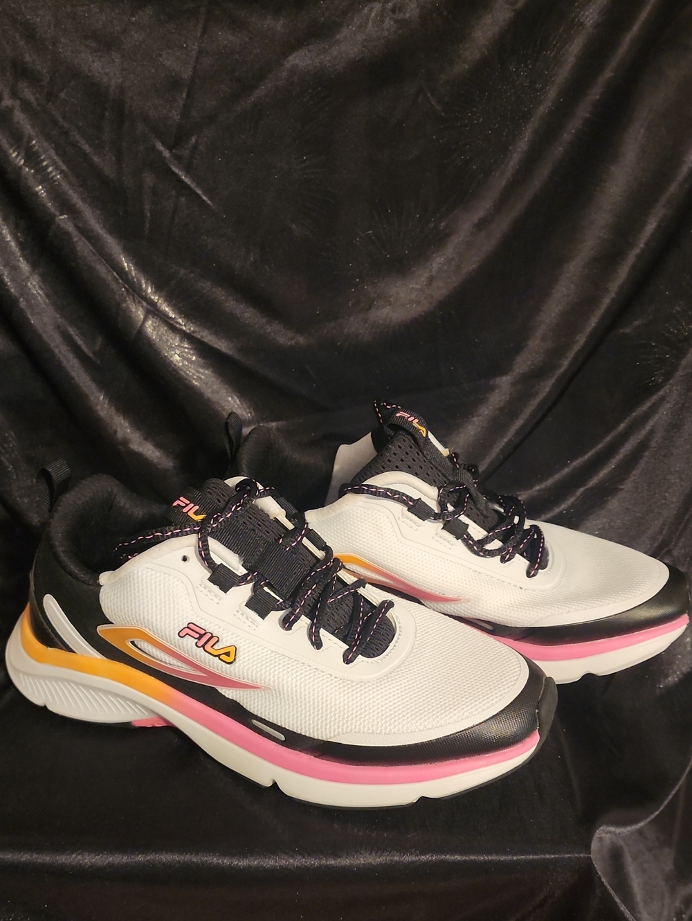 Fila White Black Pink Accent Sneakers